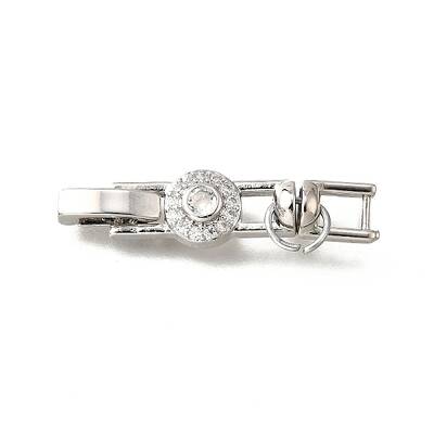 Brass Micro Pave Clear Cubic Zirconia Fold Over Clasps