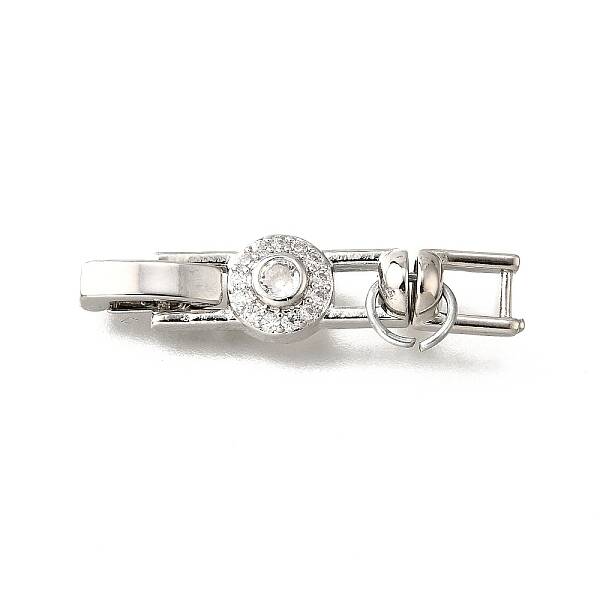 Brass Micro Pave Clear Cubic Zirconia Fold Over Clasps