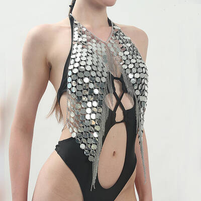 Flat Round Acrylic Sequin Body Chains