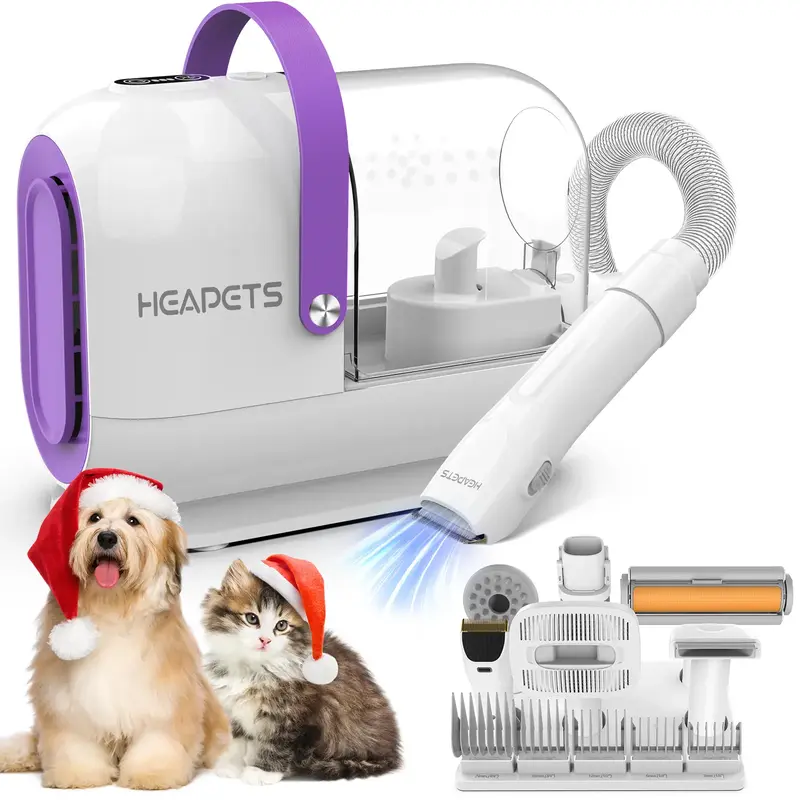 Heapets Dog Grooming Kit, 3L Dog Hair Vacuum with 99% Pet Hair Suction Power, Silent Pet Vacuum Groomer, Dog and Cat Hair Rem...