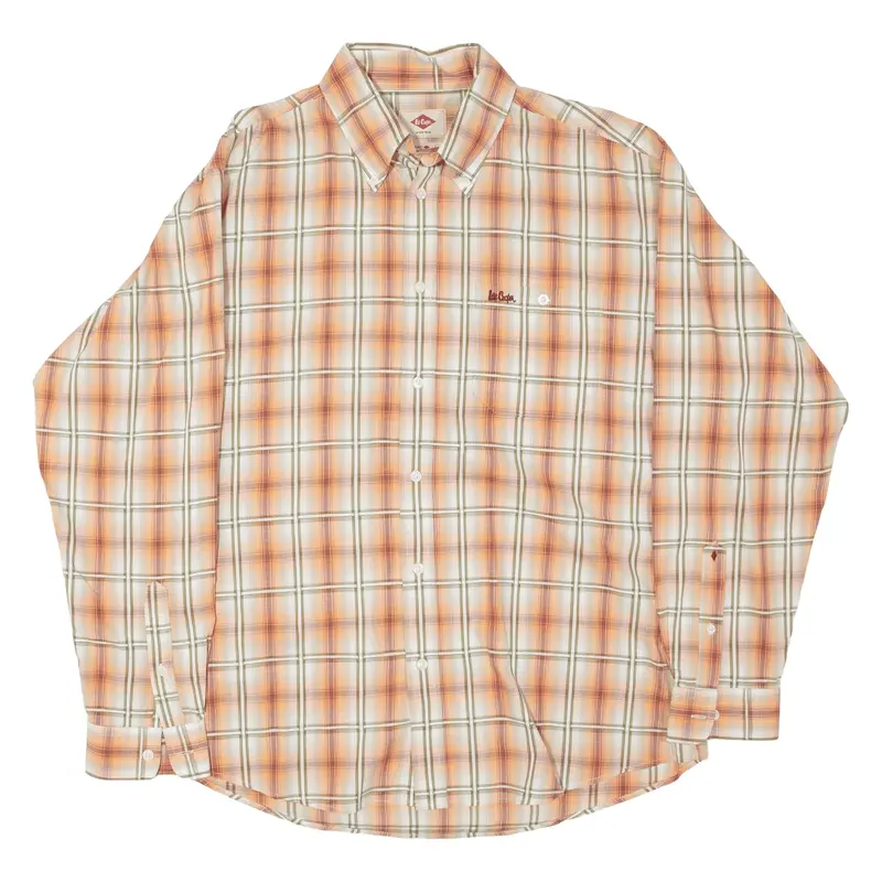 LEE COOPER Shirt Orange Plaid Long Sleeve Mens L