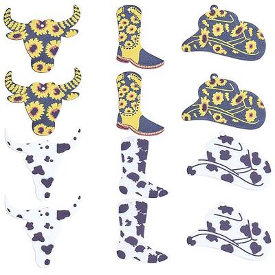12Pcs 6 Styles Printed Acrylic Pendants