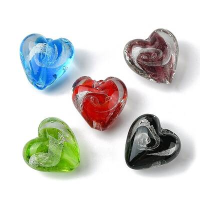 Handmade Silver Foil Glass Beads