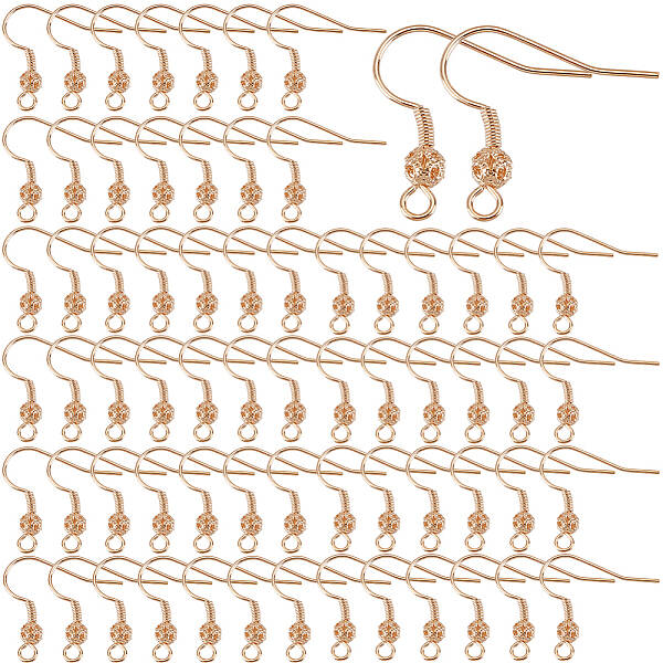 100Pcs Brass French Hooks with Coil and Ball