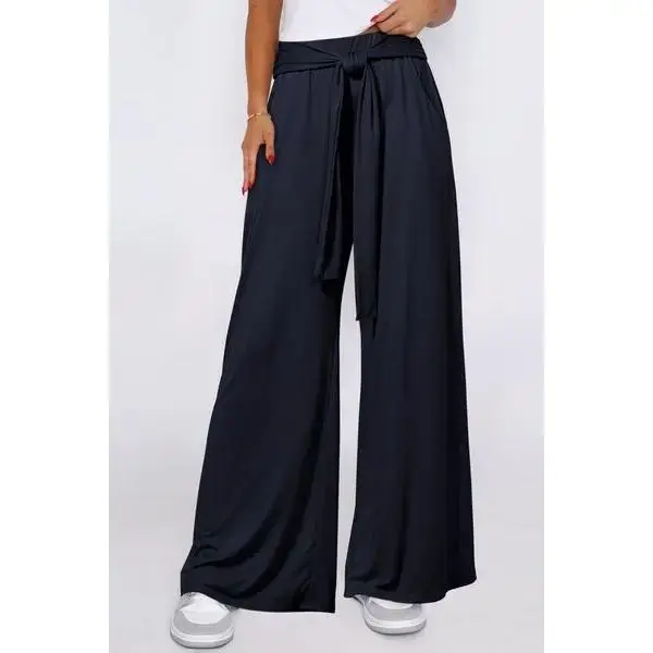 Tied Wide Leg Pants with Pockets