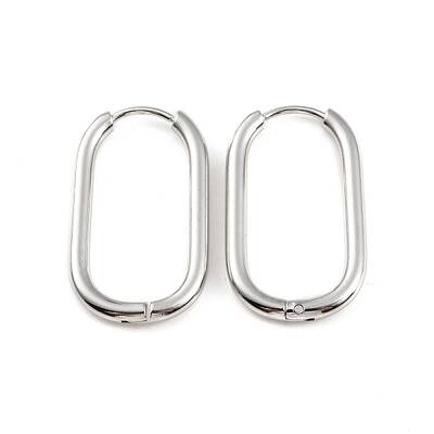 Non-Tarnish 304 Stainless Steel Oval Hoop Earrings