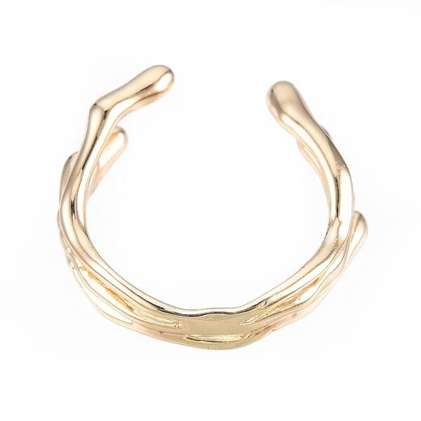 Brass Wave Open Cuff Ring for Women