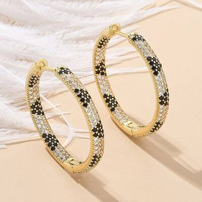 Brass Micro Pave Cubic Zirconia Hoop Earrings