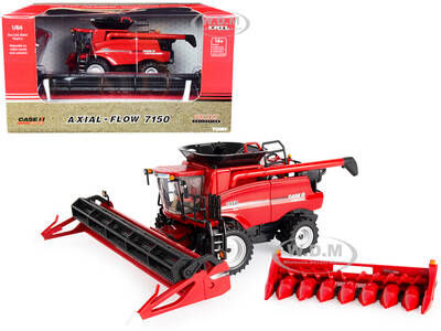 Case IH Axial-Flow 7150 Combine Red with Grain and Corn Heads \