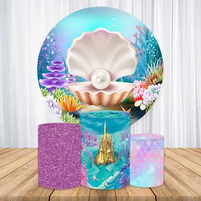 Aperturee Gold And Pink Crown Round Girls Birthday Backdrop Kit | Custom Round Backdrop | Custom Round Birthday Backdrop | Ro...