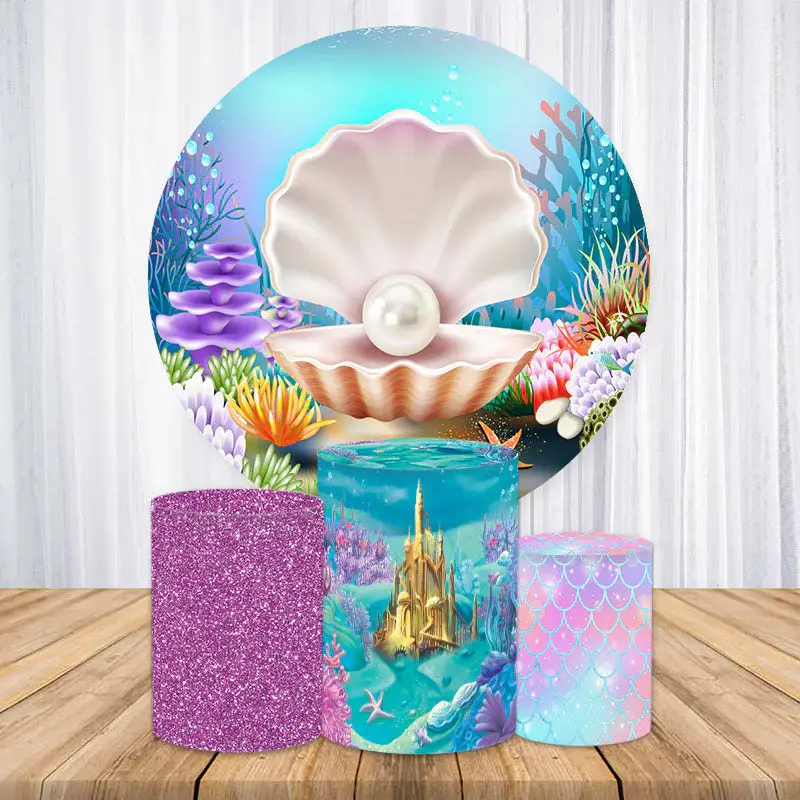 Aperturee Gold And Pink Crown Round Girls Birthday Backdrop Kit | Custom Round Backdrop | Custom Round Birthday Backdrop | Ro...