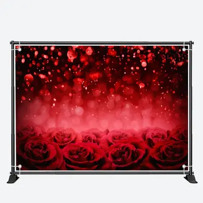 Dark Red Roses Sequins Bokeh Valentines Day Backdrop - Aperturee