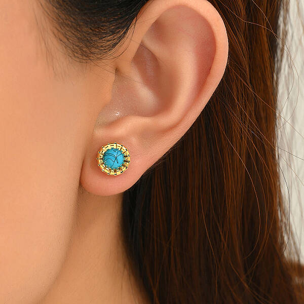 Stainless Steel Flat Round Stud Earrings