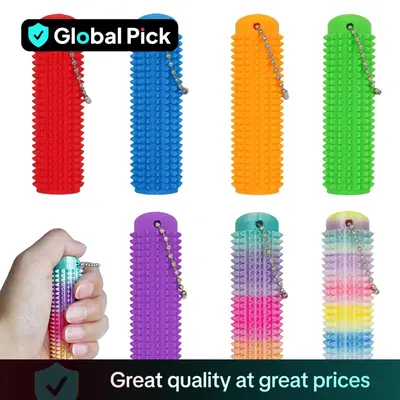 Spiky Grippie Stim Keychain, Calming Fidget Keychain for Anxiety Relief, Hard Spiky Massage for Stress Reduction and Focus, N...