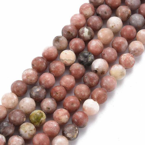 Round Natural Maible and Sesame Jasper/Kiwi Jasper Beads Strands