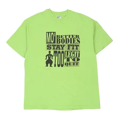 Single Stitch Made in USA Too Legit To Quit Hanes Graphic T-Shirt - XL Green Cotton