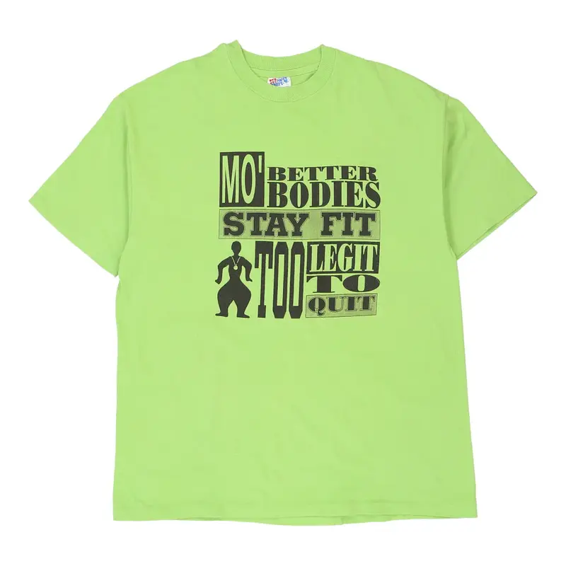 Single Stitch Made in USA Too Legit To Quit Hanes Graphic T-Shirt - XL Green Cotton