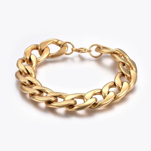 Ion Plating(IP) 304 Stainless Steel Curb Chain Bracelets