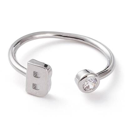 Brass Micro Pave Clear Cubic Zirconia Cuff Rings