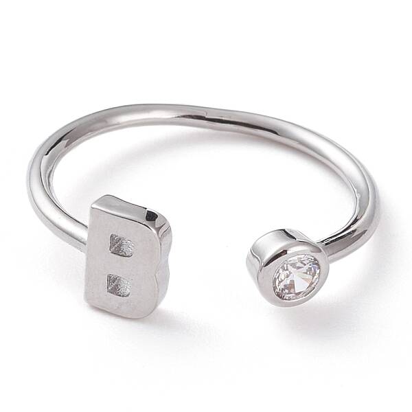 Brass Micro Pave Clear Cubic Zirconia Cuff Rings