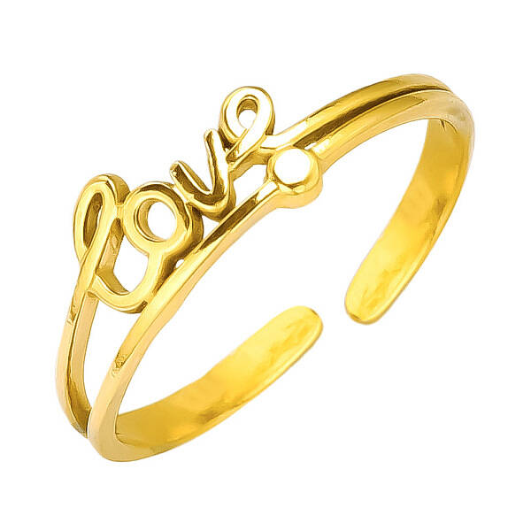 Stylish LOVE Letter Design 304 Stainless Steel Open Cuff Ring for Women