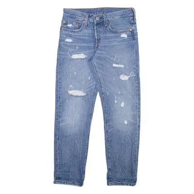 LEVI'S 501 T Womens Jeans Blue Slim Tapered Acid Wash W26 L28