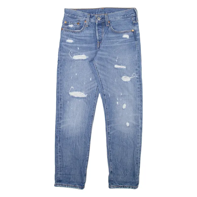 LEVI'S 501 T Womens Jeans Blue Slim Tapered Acid Wash W26 L28
