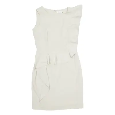 CALVIN KLEIN Womens Pencil Dress Cream Short Sleeve Knee Length UK 8