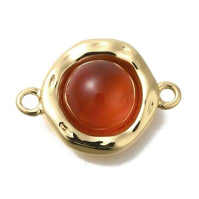 Natural Carnelian(Dyed & Heated) Flat Round Links Connector Charms