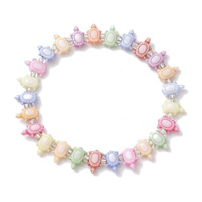 Summer Beach Tortoise Acrylic & Glass Seed Beaded Stretch Bracelets for Women