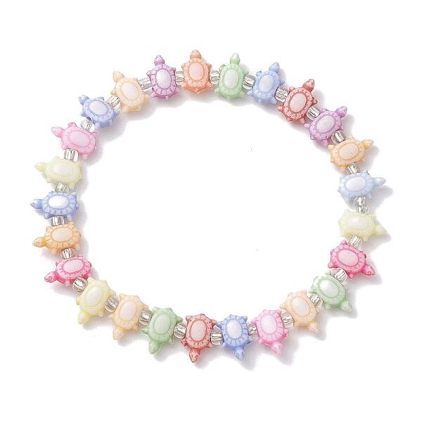Summer Beach Tortoise Acrylic & Glass Seed Beaded Stretch Bracelets for Women