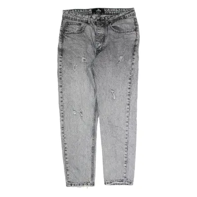 YEP Distressed Mens Jeans Grey Loose Tapered Acid Wash W30 L26