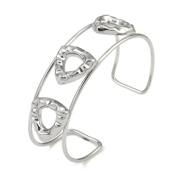 Non-Tarnish 304 Stainless Steel Wide Textured Open Cuff Bangles