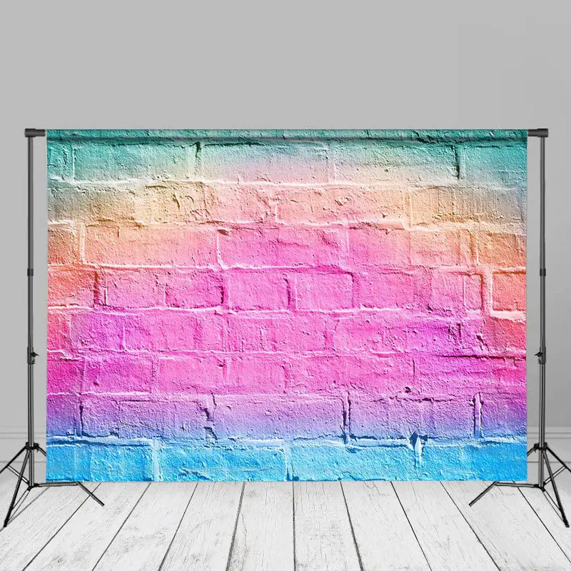 Bright Multicolored Brick Wall Photoshoot Backdrop - Aperturee