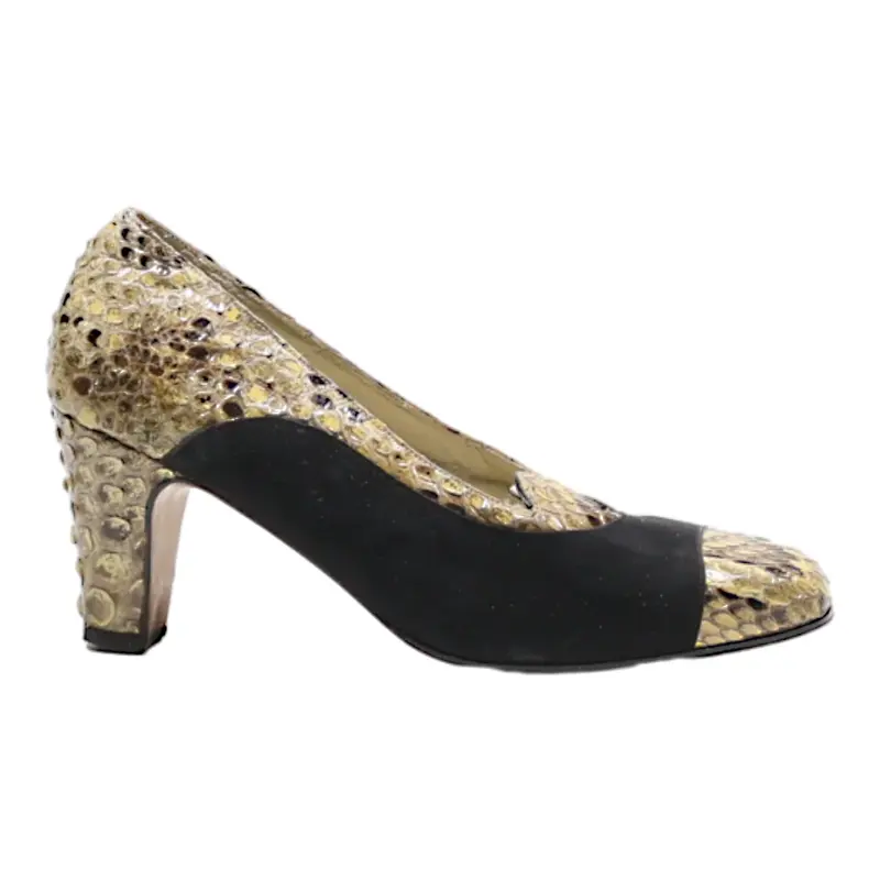 Fleece Lined Court Heels Beige Synthetic Womens UK 4