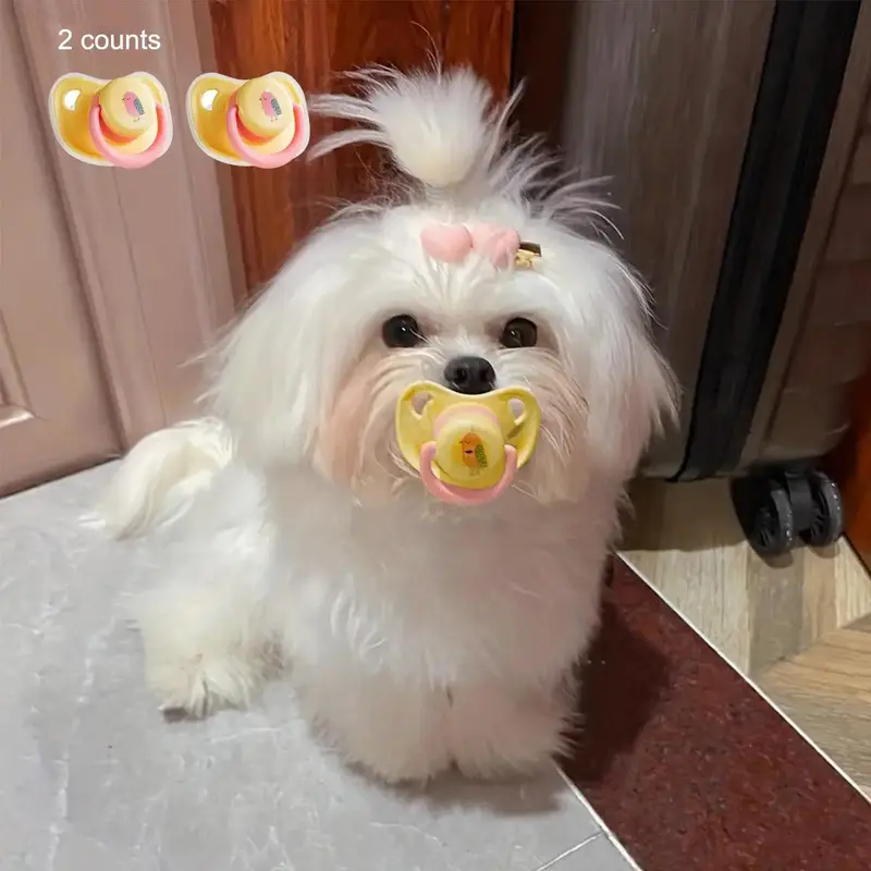 Cute Mini Pacifier for Dogs, 2 Counts/set Food Grade Silicone Pacifier for Dogs and Cats, Pet Chew Toy, Dog & Cat Accessories