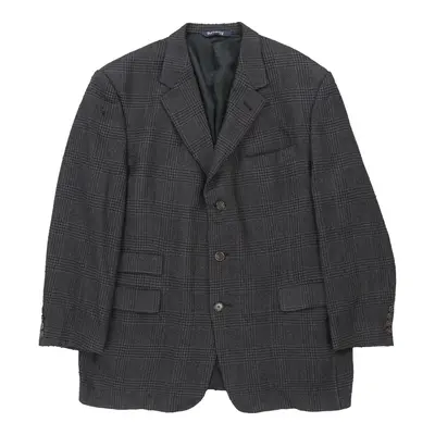Burberry Checked Blazer - Large Grey Virgin Wool