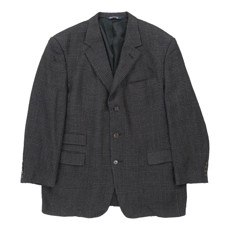 Burberry Checked Blazer - Large Grey Virgin Wool
