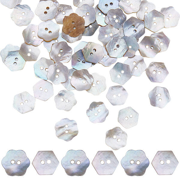 80Pcs 2 Style 2-Hole Shell Buttons