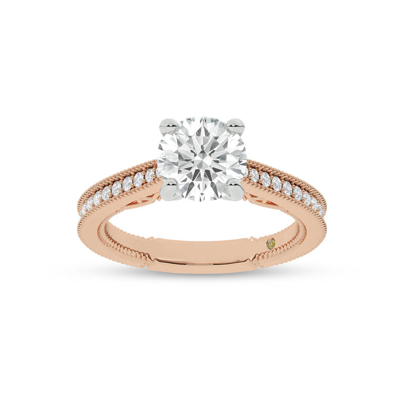 Oslo Vintage Inspired Hidden Accent Round Lab Grown Diamond Engagement Ring | 18K Rose Gold 2 1/3 CT. TW.