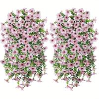 Simulated Flower Garland, 2 Counts Uv Resistant Daisy Hanging Ornament, Fake Flower for Home Kitchen Front Door Garden Decora...