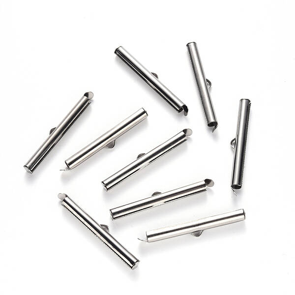 Tarnish Resistant 304 Stainless Steel Slide On End Clasp Tubes