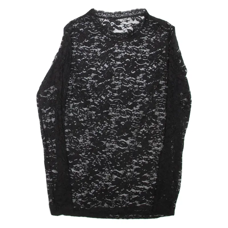 Lace Womens Top Black Long Sleeve M