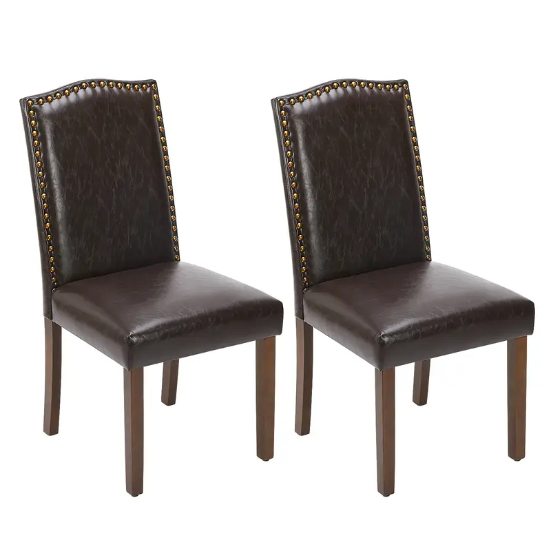 FurnishFlex Dining Chairs Set of 2, Kitchen Chairs, Modern Upholstered Fabric Dining Room Chair with Nailhead Trim and Wood L...