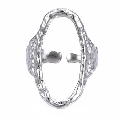 Non-Tarnish 304 Stainless Steel Oval Open Cuff Ring
