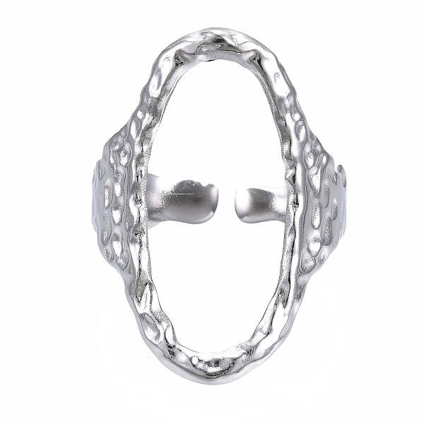 Non-Tarnish 304 Stainless Steel Oval Open Cuff Ring