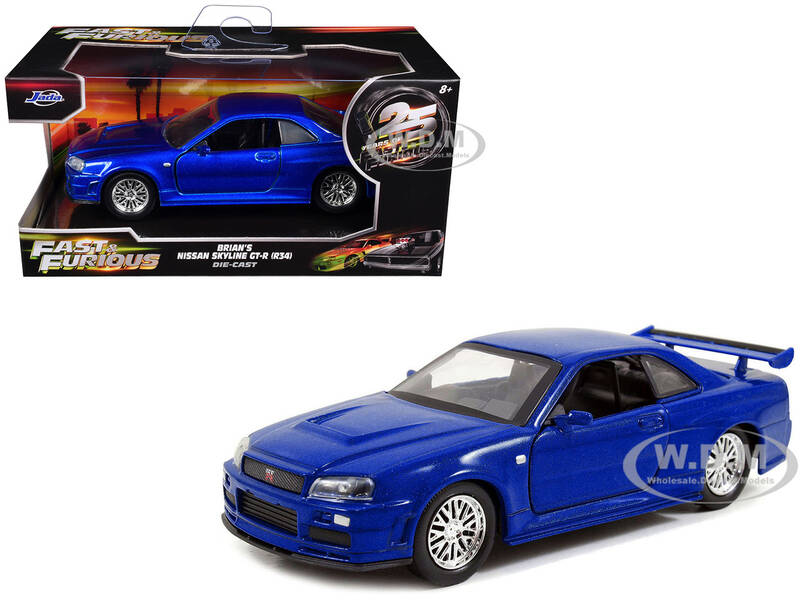 Brian's Nissan Skyline GT-R (R34) RHD (Right Hand Drive) Blue Metallic Fast & Furious (2009) Movie 25 Years of Fast & Furi...
