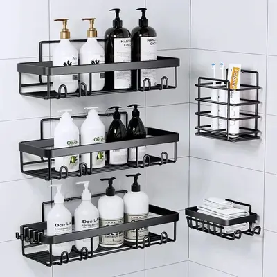 Multifunctional Metal Bathroom Storage Rack，5-Piece Shower Rack with Independent Storage Space, Suitable for Home, Apartmen...