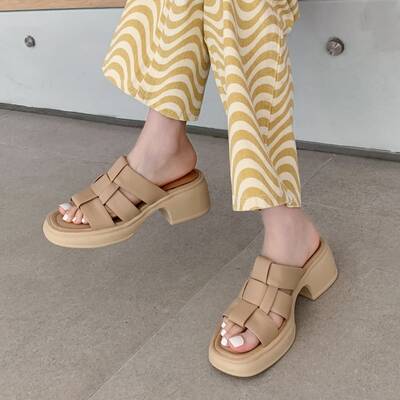 CHIKO Loni Open Toe Block Heels Slides Sandals