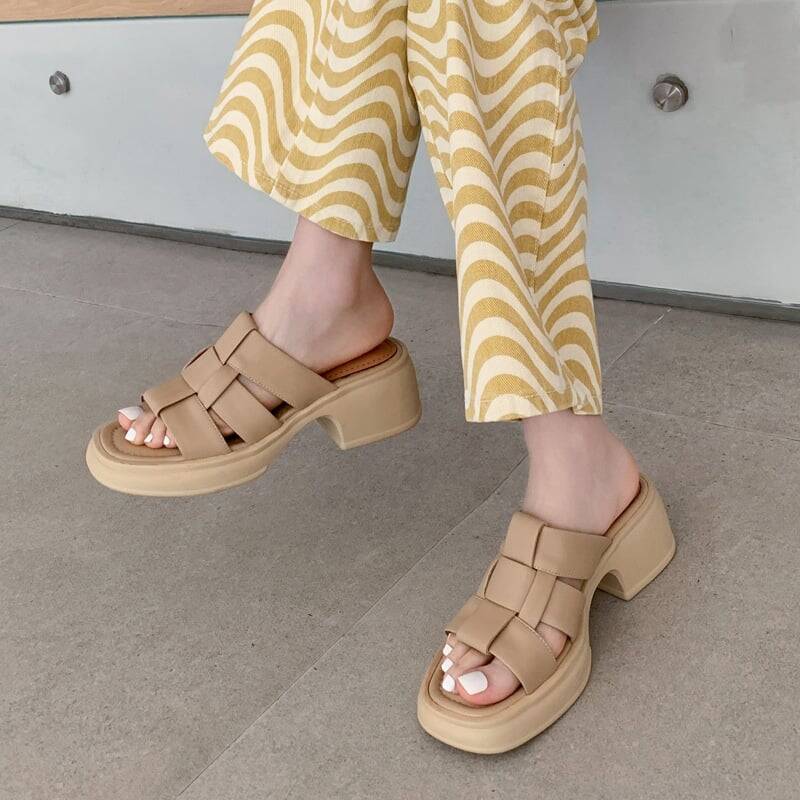 CHIKO Loni Open Toe Block Heels Slides Sandals